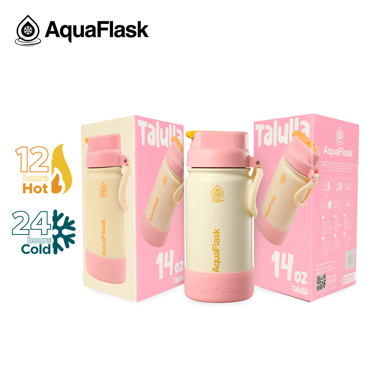 AquaFlask Kids FlipSip 414mL (14oz) Water Bottles