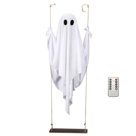 Luminous Halloween Hanging Swing Ghost Remote-controlled Adjustable Brightness Yard Flying Ghost Swing Ornament Large LED