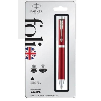Parker Folio standard ball pen chrome trim, Twist Action.
